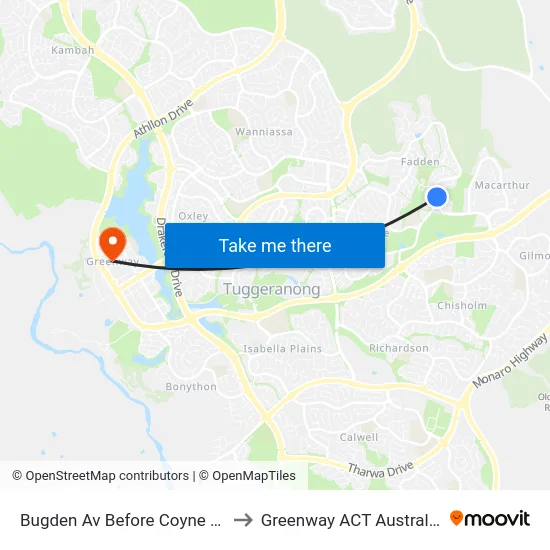 Bugden Av Before Coyne St to Greenway ACT Australia map