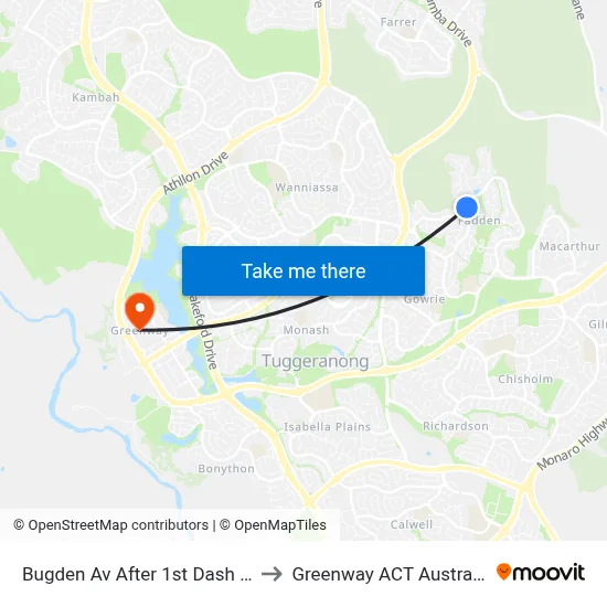 Bugden Av After 1st Dash Cr to Greenway ACT Australia map