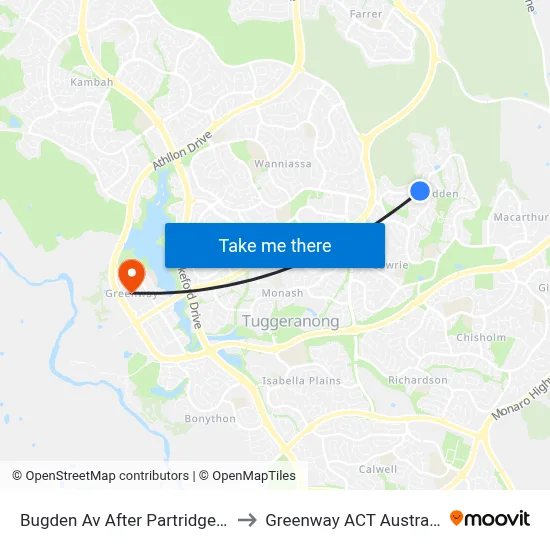 Bugden Av After Partridge St to Greenway ACT Australia map