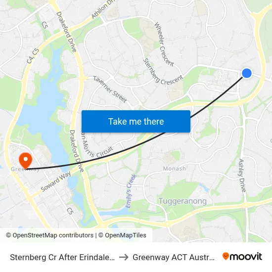Sternberg Cr After Erindale Dr to Greenway ACT Australia map