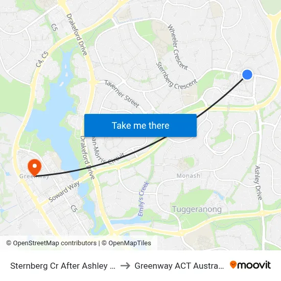 Sternberg Cr After Ashley Dr to Greenway ACT Australia map