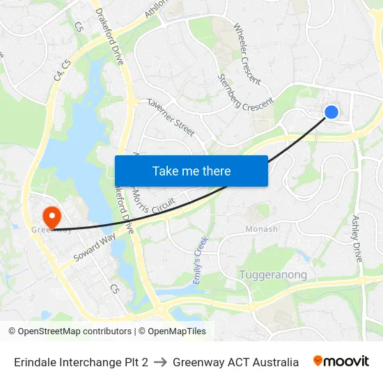 Erindale Interchange Plt 2 to Greenway ACT Australia map