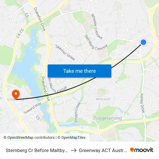 Sternberg Cr Before Maltby Cct to Greenway ACT Australia map