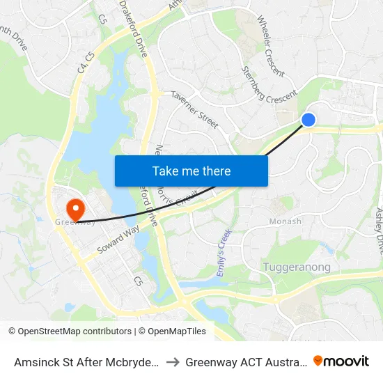 Amsinck St After Mcbryde Cr to Greenway ACT Australia map