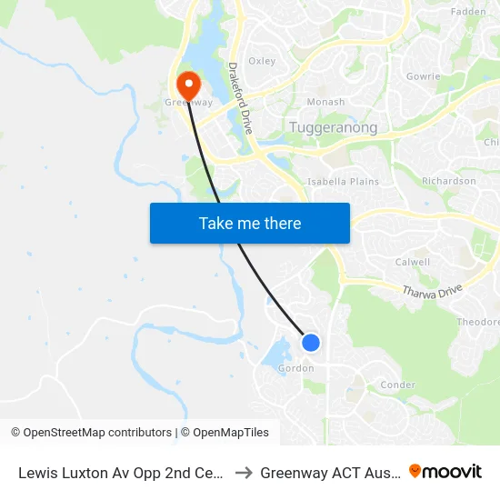 Lewis Luxton Av Opp 2nd Cerutty Cr to Greenway ACT Australia map