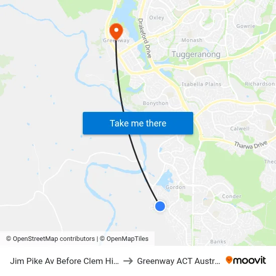 Jim Pike Av Before Clem Hill St to Greenway ACT Australia map