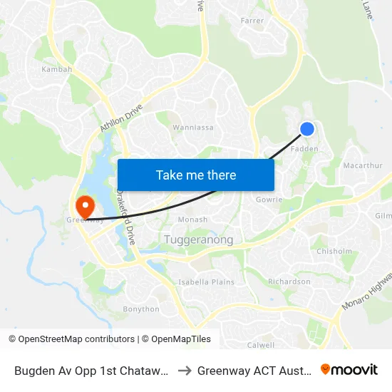 Bugden Av Opp 1st Chataway Cr to Greenway ACT Australia map
