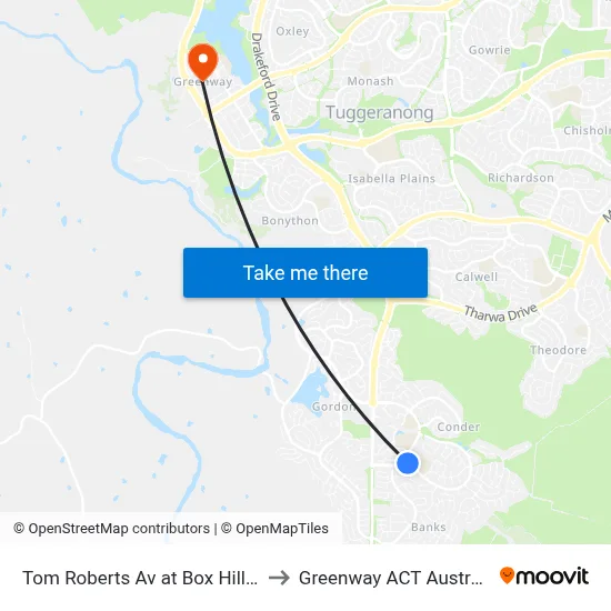 Tom Roberts Av at Box Hill Av to Greenway ACT Australia map