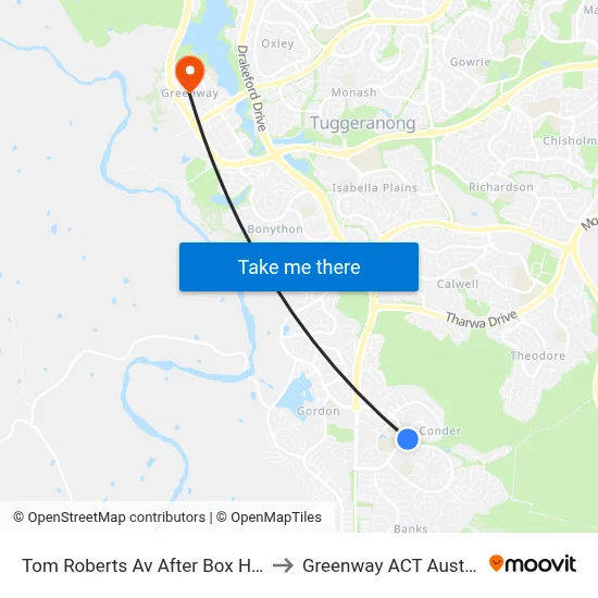 Tom Roberts Av After Box Hill Av to Greenway ACT Australia map