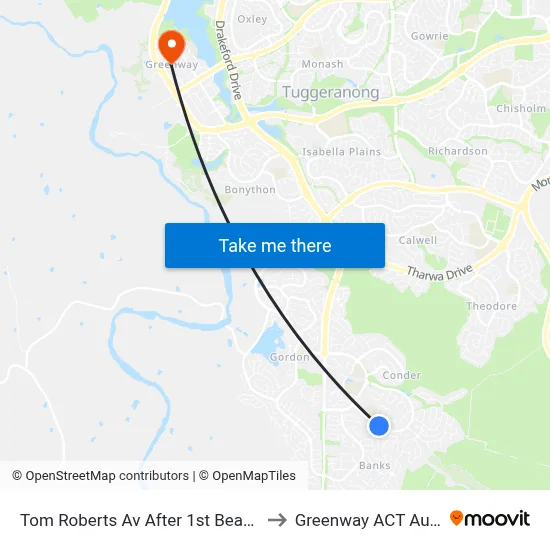 Tom Roberts Av After 1st Beaumaris St to Greenway ACT Australia map