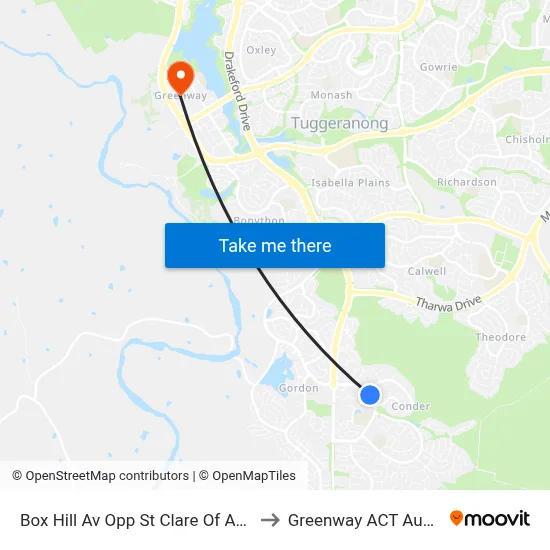 Box Hill Av Opp St Clare Of Assisi Ps to Greenway ACT Australia map