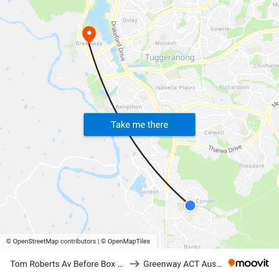 Tom Roberts Av Before Box Hill Av to Greenway ACT Australia map