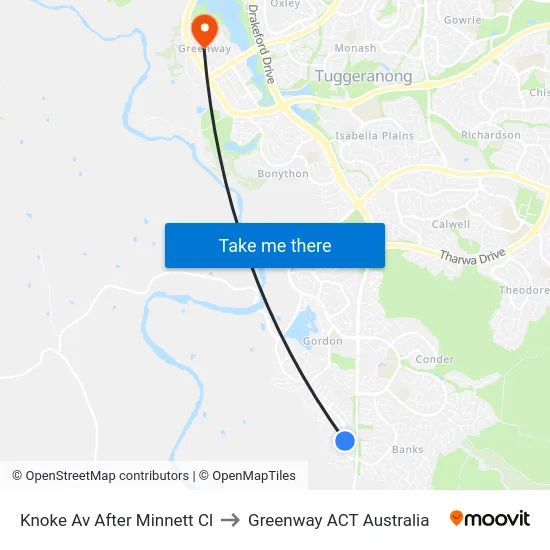 Knoke Av After Minnett Cl to Greenway ACT Australia map
