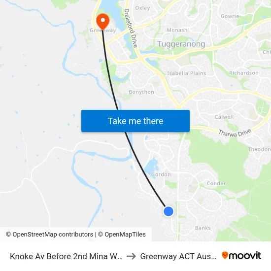 Knoke Av Before 2nd Mina Wylie Cr to Greenway ACT Australia map