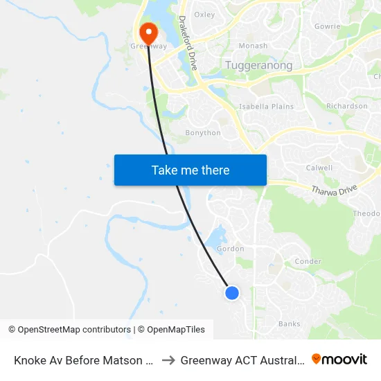 Knoke Av Before Matson St to Greenway ACT Australia map