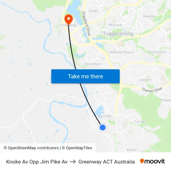 Knoke Av Opp Jim Pike Av to Greenway ACT Australia map