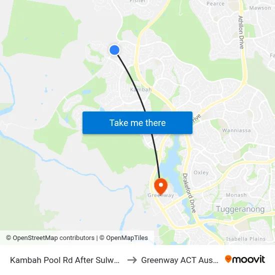 Kambah Pool Rd After Sulwood Dr to Greenway ACT Australia map