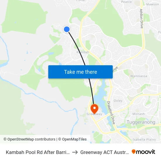 Kambah Pool Rd After Barritt St to Greenway ACT Australia map