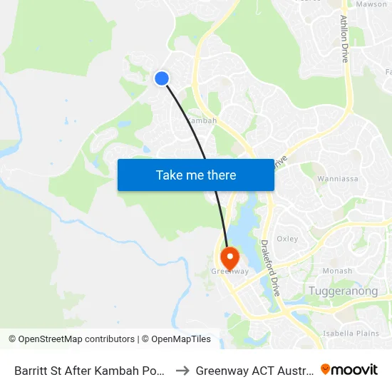 Barritt St After Kambah Pool Rd to Greenway ACT Australia map