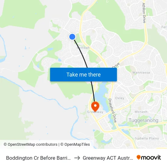 Boddington Cr Before Barritt St to Greenway ACT Australia map
