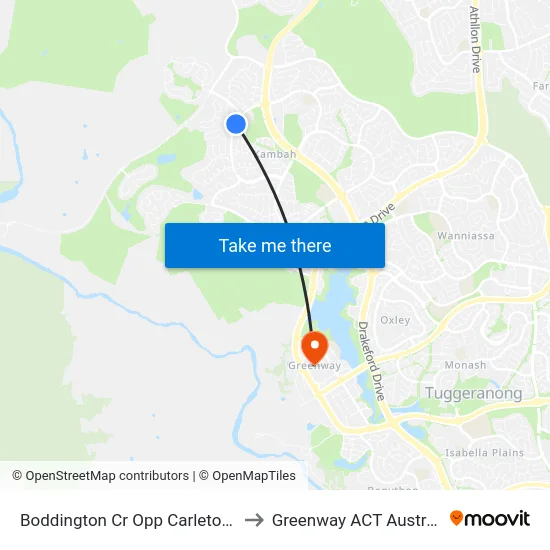 Boddington Cr Opp Carleton St to Greenway ACT Australia map