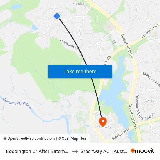 Boddington Cr After Bateman St to Greenway ACT Australia map