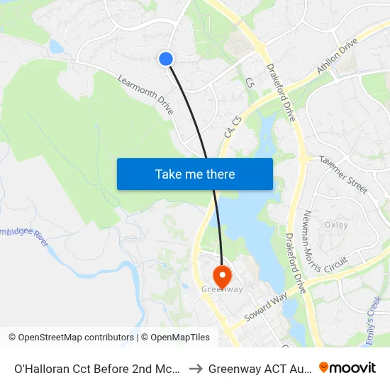 O'Halloran Cct Before 2nd Mckillop Cct to Greenway ACT Australia map