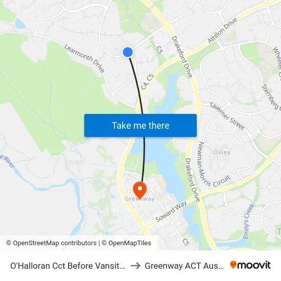 O'Halloran Cct Before Vansittart Cr to Greenway ACT Australia map
