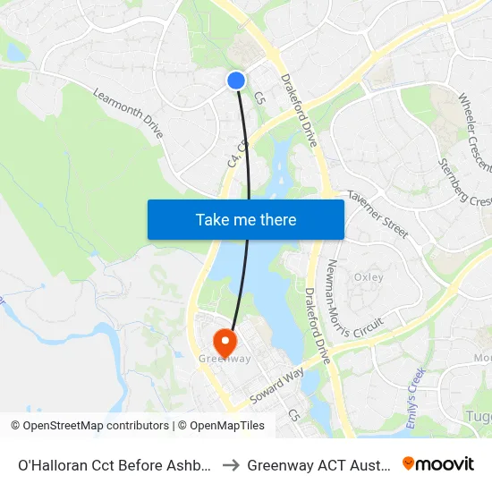 O'Halloran Cct Before Ashby Cct to Greenway ACT Australia map