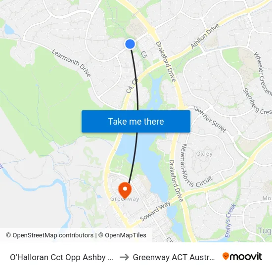 O'Halloran Cct Opp Ashby Cct to Greenway ACT Australia map