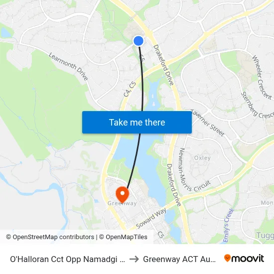 O'Halloran Cct Opp Namadgi School to Greenway ACT Australia map