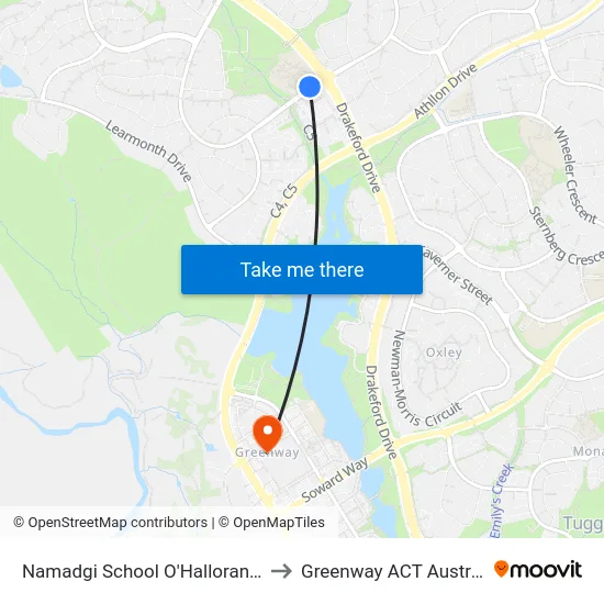 Namadgi School O'Halloran Cct to Greenway ACT Australia map