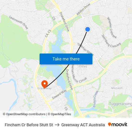 Fincham Cr Before Stutt St to Greenway ACT Australia map