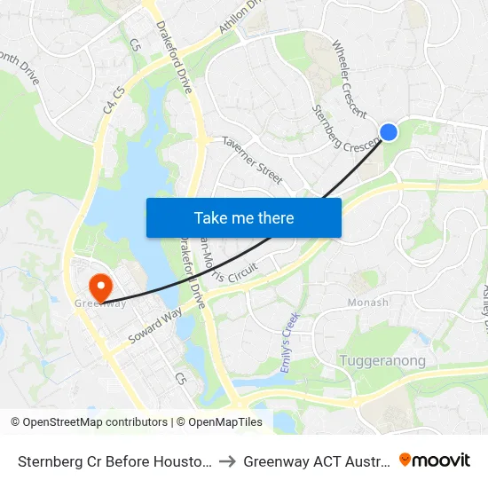 Sternberg Cr Before Houston St to Greenway ACT Australia map