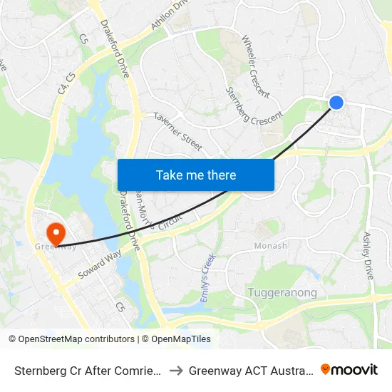 Sternberg Cr After Comrie St to Greenway ACT Australia map