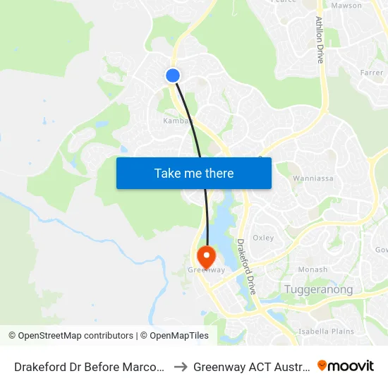 Drakeford Dr Before Marconi Cr to Greenway ACT Australia map