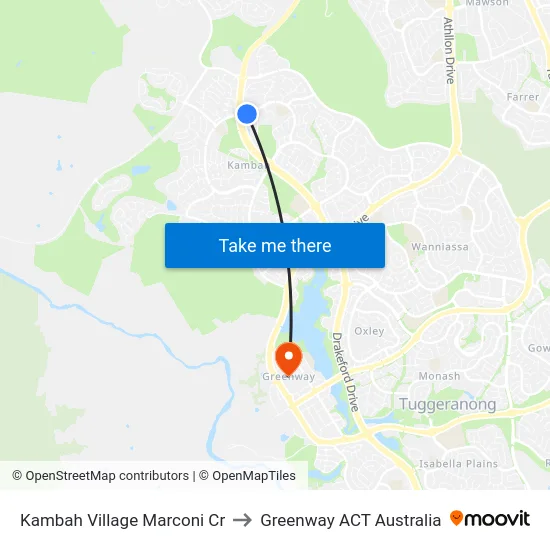 Kambah Village Marconi Cr to Greenway ACT Australia map