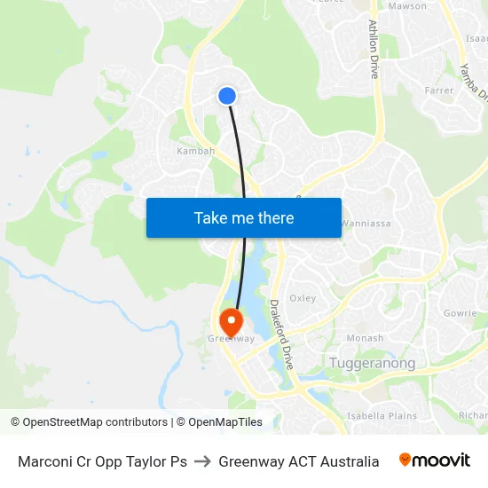 Marconi Cr Opp Taylor Ps to Greenway ACT Australia map
