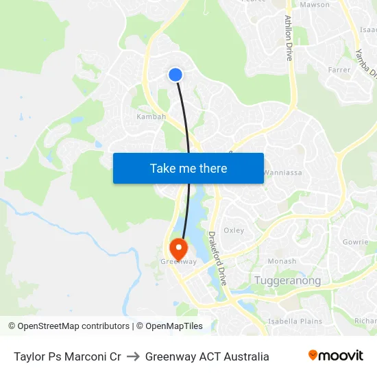 Taylor Ps Marconi Cr to Greenway ACT Australia map