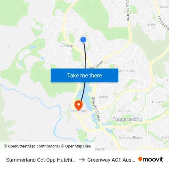 Summerland Cct Opp Hutchison Cr to Greenway ACT Australia map