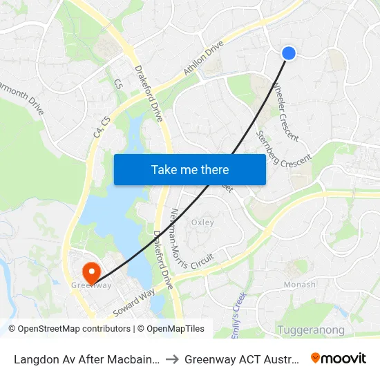 Langdon Av After Macbain St to Greenway ACT Australia map