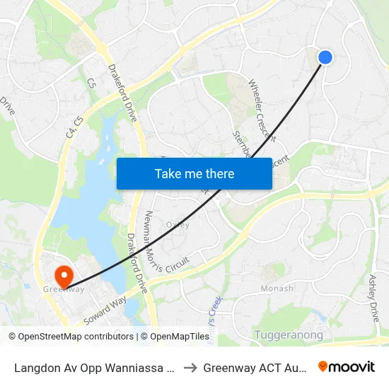 Langdon Av Opp Wanniassa Hills Ps to Greenway ACT Australia map