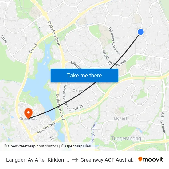 Langdon Av After Kirkton St to Greenway ACT Australia map