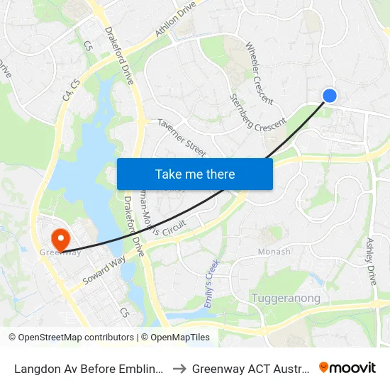 Langdon Av Before Embling St to Greenway ACT Australia map