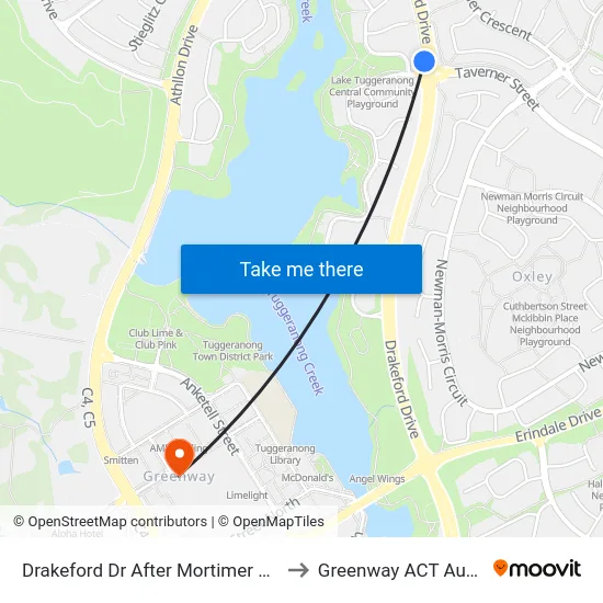 Drakeford Dr After Mortimer Lewis Dr to Greenway ACT Australia map