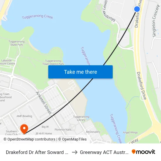 Drakeford Dr After Soward Way to Greenway ACT Australia map