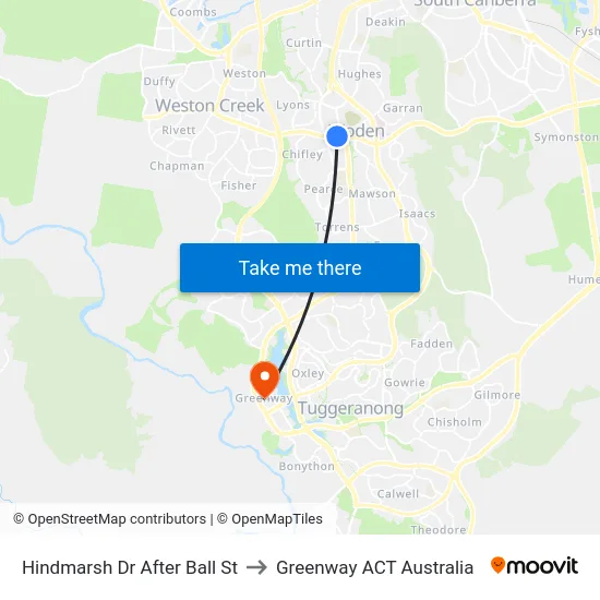 Hindmarsh Dr After Ball St to Greenway ACT Australia map