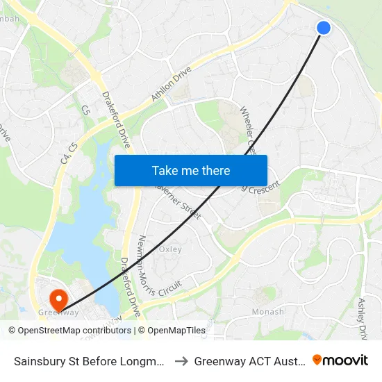 Sainsbury St Before Longmore Cr to Greenway ACT Australia map