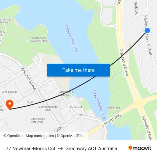 77 Newman-Morris Cct to Greenway ACT Australia map