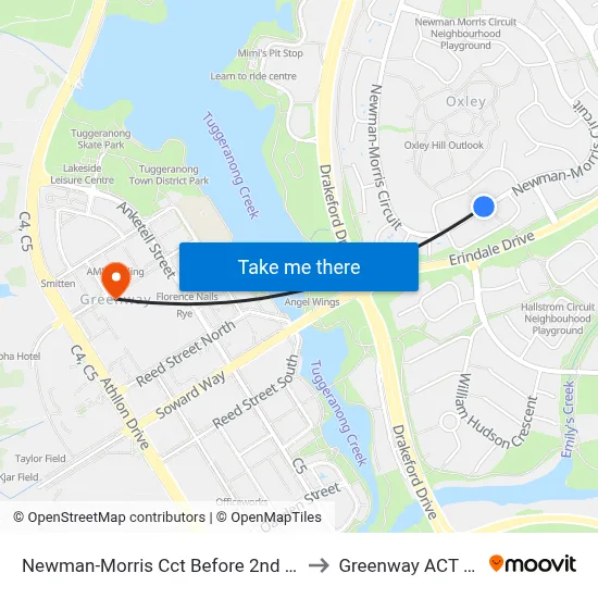 Newman-Morris Cct Before 2nd Cuthbertson Cr to Greenway ACT Australia map